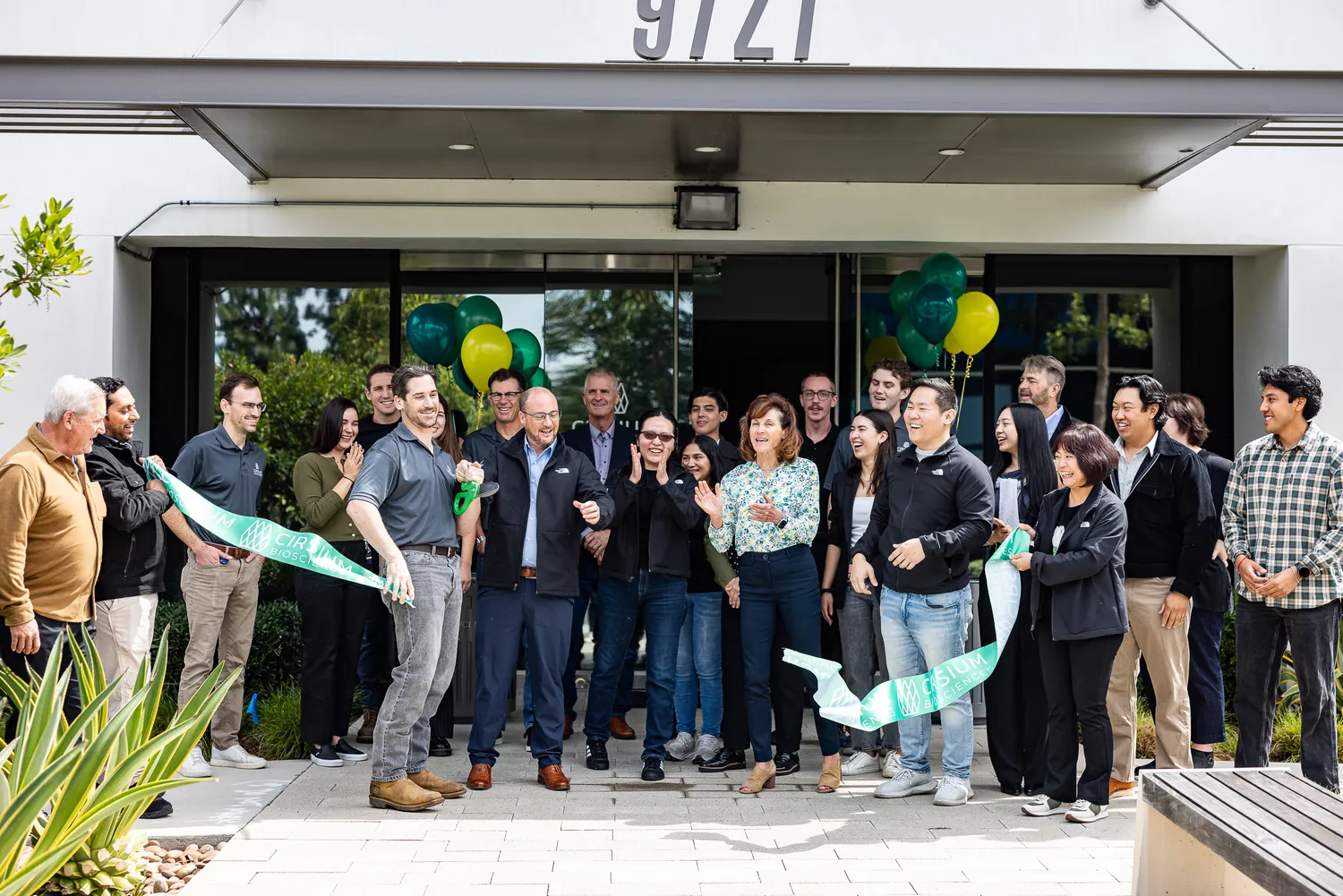 Ribbon-cutting at a company opening